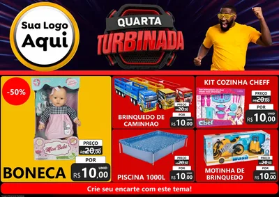 Modelo de Encarte para Encarte A4 Horizontal com o tema Quarta Turbinada para Brinquedos