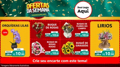 Modelo de TV para TV Horizontal com o tema Ofertas da Semana Farroupilha para Floricultura e jardim