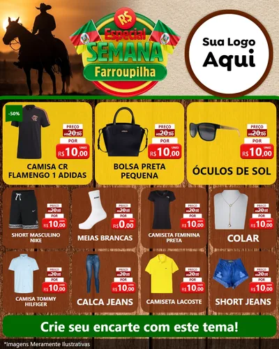 Modelo de Rede Social para Feed Instagram com o tema Especial Semana Farroupilha para Roupas e acessórios