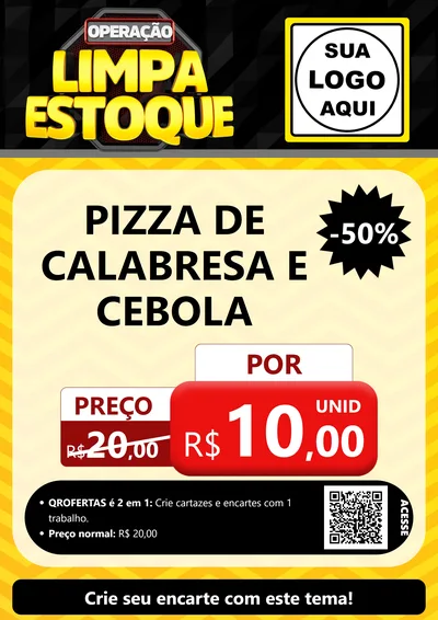 Modelo de Cartaz para Cartaz A4 Vertical com o tema Operação Limpa Estoque para Pizzaria