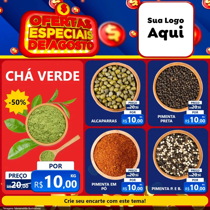 Modelo de Rede Social para Feed Facebook com o tema Ofertas Especiais de Agosto para Produtos Naturais
