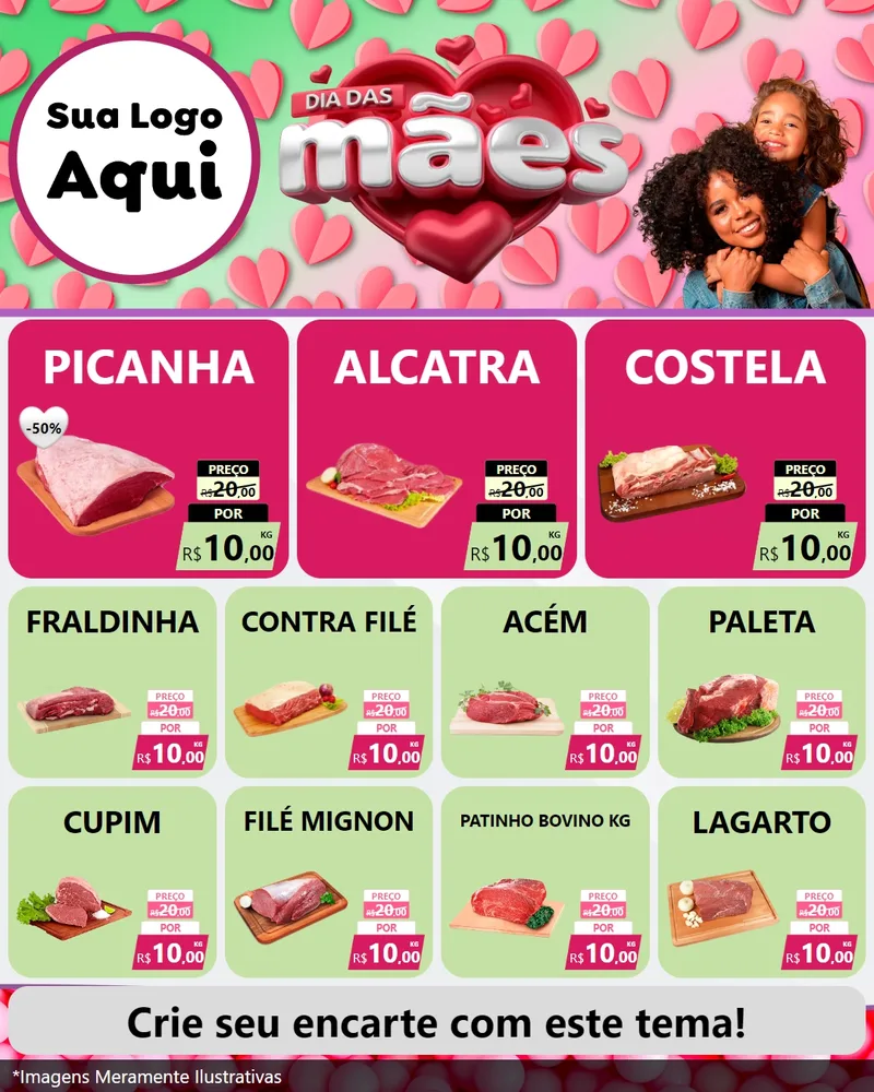 Modelo de Rede Social para Feed Instagram com o tema Dia das Mães para Açougue