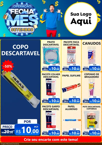Modelo de Encarte para Encarte A4 Vertical com o tema Operação Fecha Mês Setembro para Embalagens