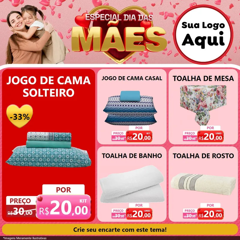 Modelo de Rede Social para Feed Facebook com o tema Especial Dia Das Mães para Cama, Mesa e Banho