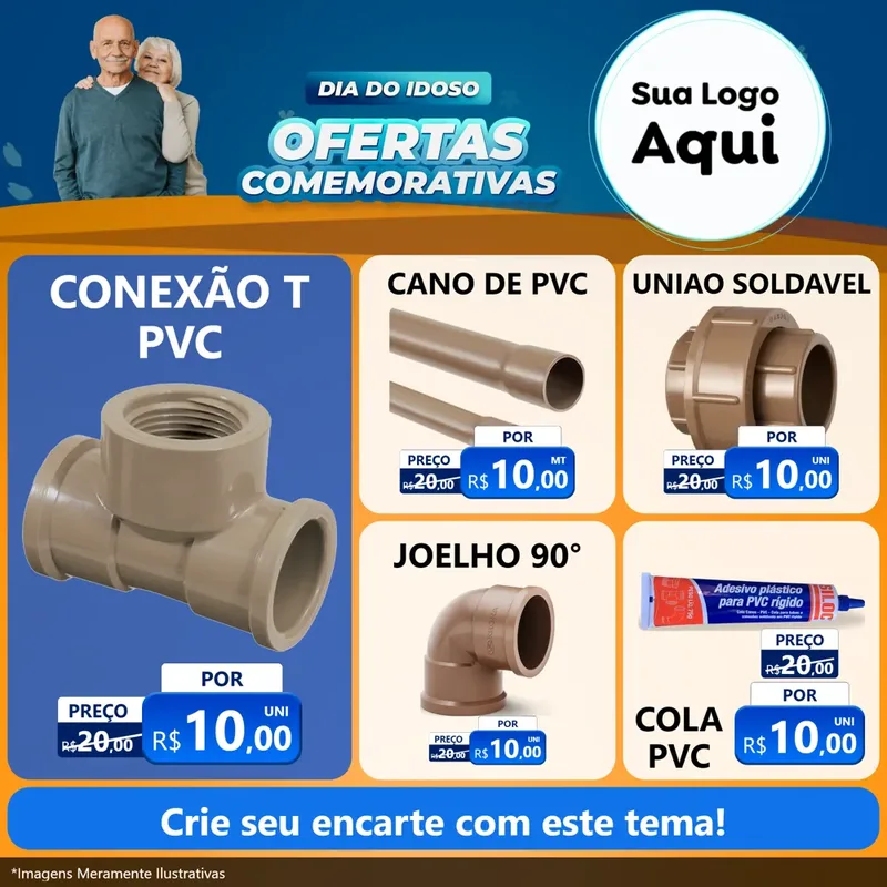 Modelo de Rede Social para Feed Facebook com o tema Dia do Idoso para Tubos e conexões