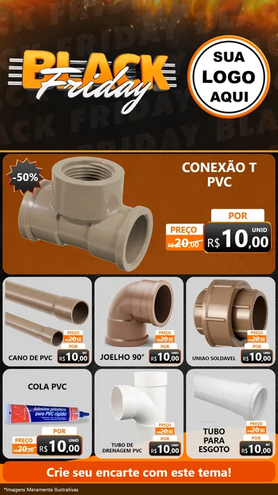Modelo de Rede Social para Stories com o tema Black Friday para Tubos e conexões
