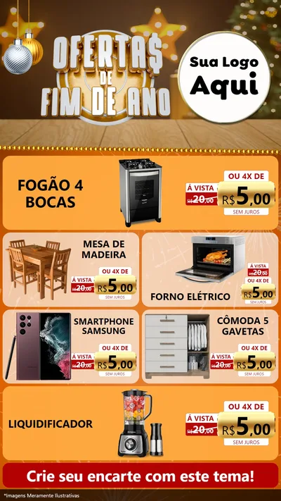 Modelo de TV para TV Vertical com o tema Ofertas de Fim de Ano para Móveis e Eletro