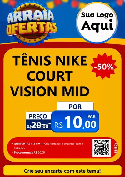 Modelo de Cartaz para Cartaz A4 Vertical com o tema Arraiá de Ofertas - Junina para Calçados