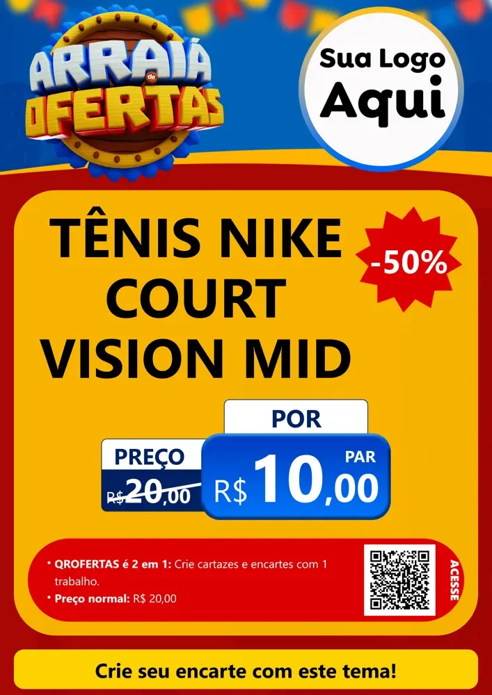 Modelo de Cartaz para Cartaz A4 Vertical com o tema Arraiá de Ofertas - Junina para Calçados