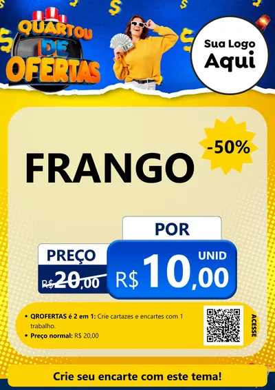 Modelo de Cartaz para Cartaz A4 Vertical com o tema Quartou de Ofertas para Assados