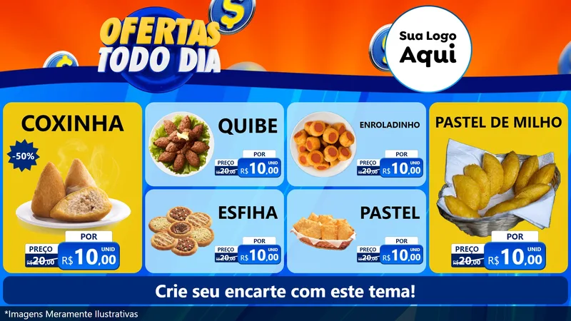 Modelo de TV para TV Horizontal com o tema Ofertas Todo Dia para Salgadaria