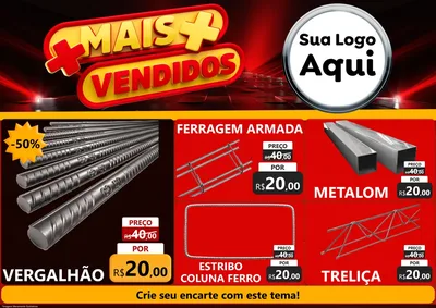Modelo de Encarte para Encarte A4 Horizontal com o tema Mais Vendidos para Ferragens