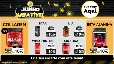 Modelo de TV para TV Horizontal com o tema Junho Imbatível para Suplementos alimentares