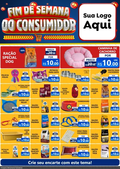 Modelo de Encarte para Encarte A4 Vertical com o tema Fim de Semana do Consumidor para Pet Shop