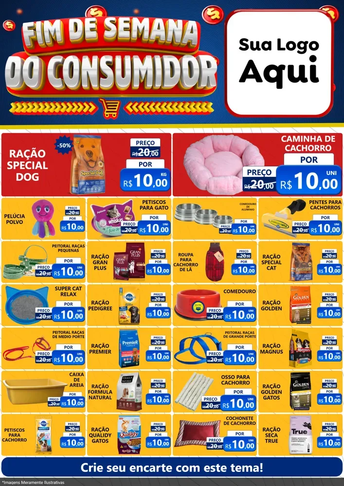 Modelo de Encarte para Encarte A4 Vertical com o tema Fim de Semana do Consumidor para Pet Shop