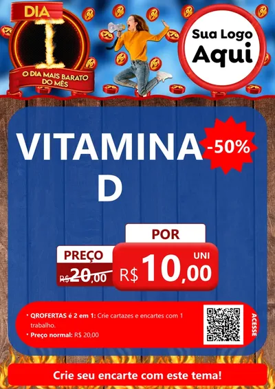 Modelo de Cartaz para Cartaz A4 Vertical com o tema Dia I - O Dia Mais Barato Do Mês para Farmácia