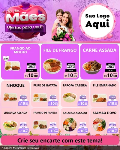 Modelo de Rede Social para Feed Instagram com o tema Dia das Mães Ofertas para Você! para Restaurante