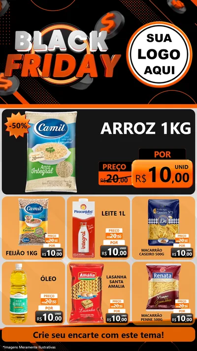Modelo de Rede Social para Stories com o tema Black Friday para Supermercado