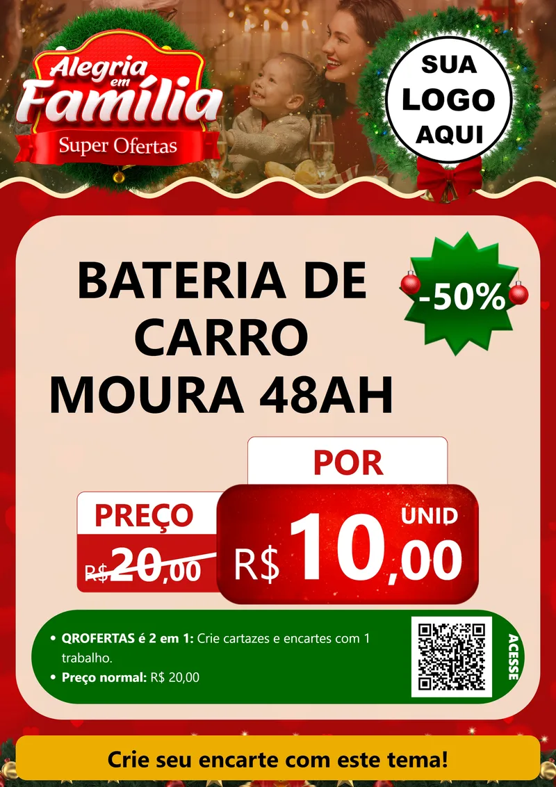 Modelo de Cartaz para Cartaz A4 Vertical com o tema Alegria Em Família - Super Ofertas para Baterias Elétricas