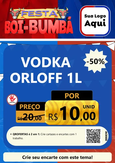 Modelo de Cartaz para Cartaz A4 Vertical com o tema Festa Boi Bumbá para Distribuidora de bebidas