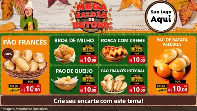 Modelo de TV para TV Horizontal com o tema Mega Saldão de Outono para Padaria
