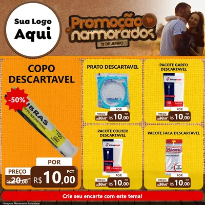 Modelo de Rede Social para Feed Facebook com o tema Promoção Namorados para Embalagens