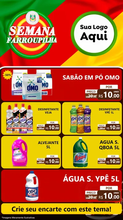 Modelo de TV para TV Vertical com o tema Semana Farroupilha para Produtos de Limpeza