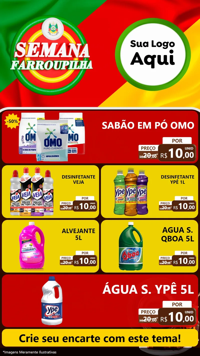 Modelo de TV para TV Vertical com o tema Semana Farroupilha para Produtos de Limpeza