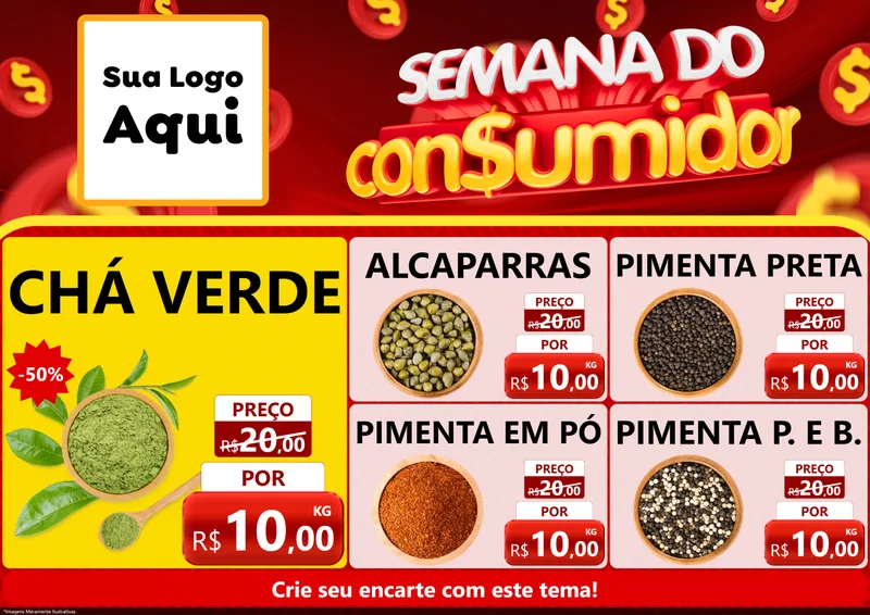 Modelo de Encarte para Encarte A4 Horizontal com o tema Semana do Consumidor para Produtos Naturais