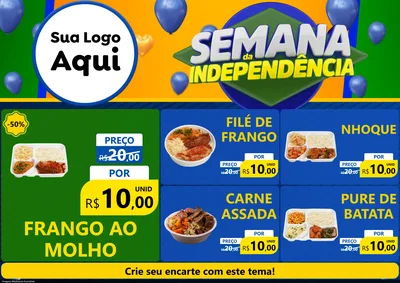 Modelo de Encarte para Encarte A4 Horizontal com o tema Semana da Independência para Restaurante