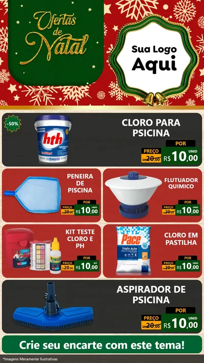 Modelo de TV para TV Vertical com o tema Natal de Ofertas para Produtos para Piscina