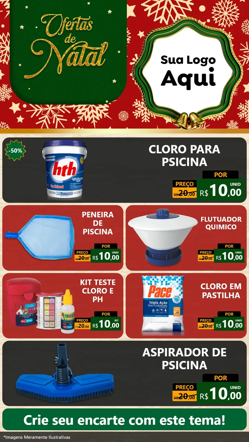 Modelo de TV para TV Vertical com o tema Natal de Ofertas para Produtos para Piscina