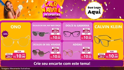 Modelo de TV para TV Horizontal com o tema Carnaval de Ofertas para Óticas
