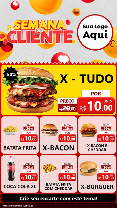 Modelo de Rede Social para Stories com o tema Semana do Cliente para Hamburgueria