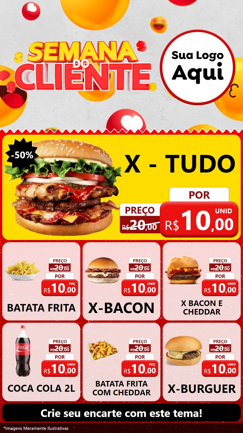 Modelo de Rede Social para Stories com o tema Semana do Cliente para Hamburgueria