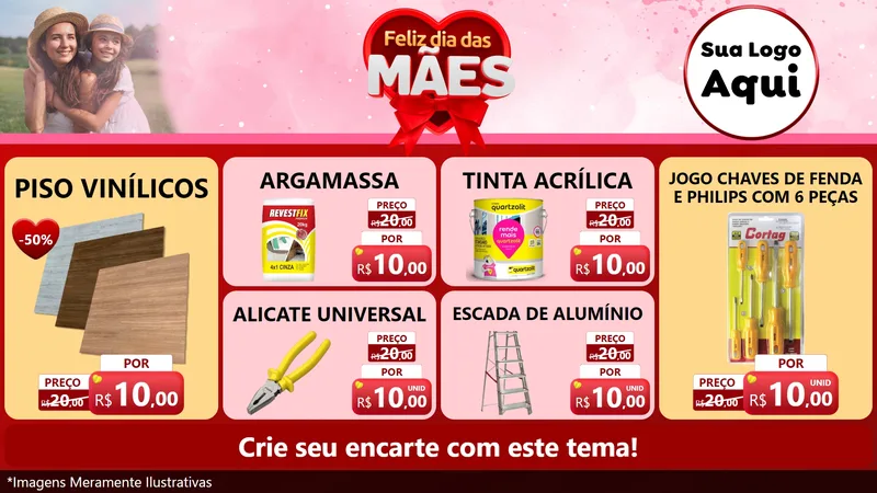 Modelo de TV para TV Horizontal com o tema Feliz Dia Das Mães para Material para Construção