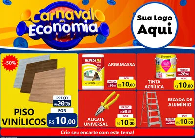 Modelo de Encarte para Encarte A4 Horizontal com o tema Carnaval da Economia para Material para Construção