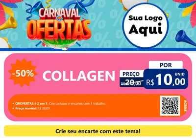 Modelo de Cartaz para Cartaz A4 Horizontal com o tema Carnaval de Ofertas para Suplementos alimentares