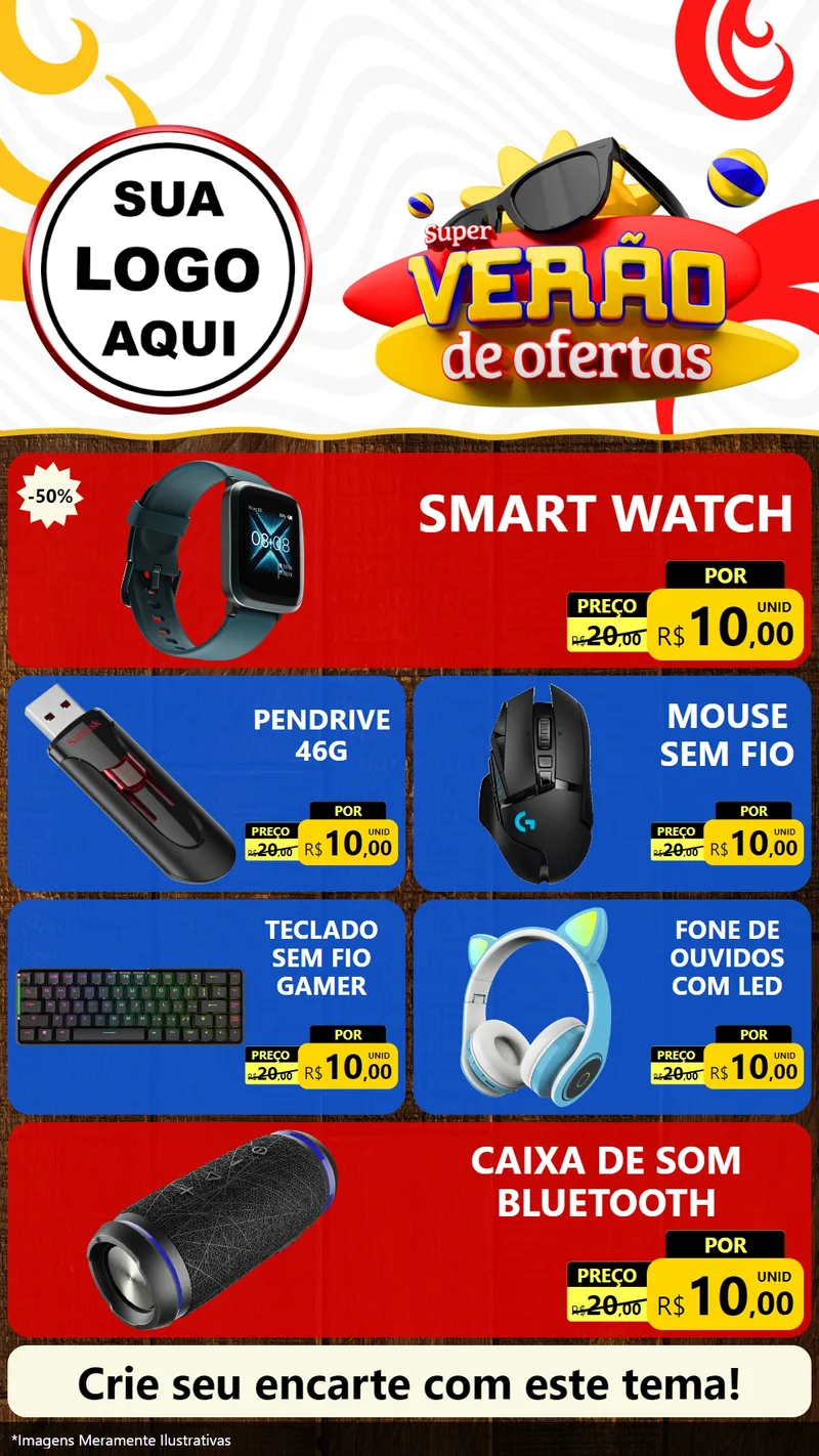Modelo de TV para TV Vertical com o tema Super Verão de Ofertas para Informática