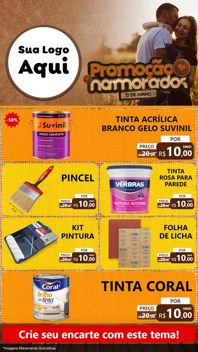 Modelo de TV para TV Vertical com o tema Promoção Namorados para Tintas e Ferramentas