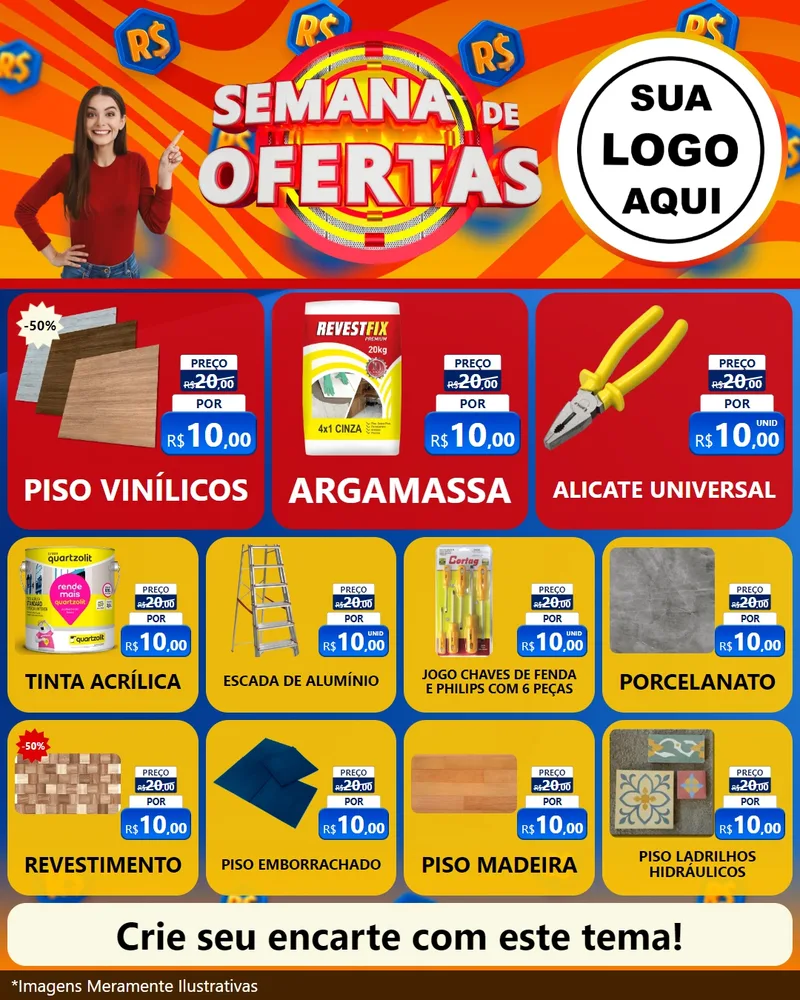 Modelo de Rede Social para Feed Instagram com o tema Semana de Ofertas para Material para Construção