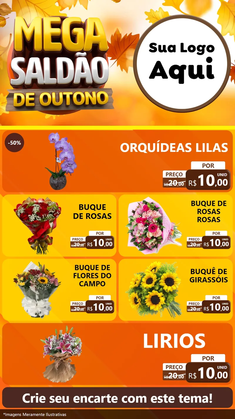 Modelo de TV para TV Vertical com o tema Mega Saldão de Outono para Floricultura e jardim
