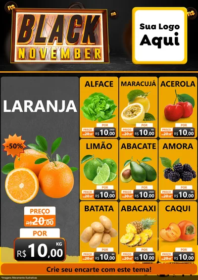 Modelo de Encarte para Encarte A4 Vertical com o tema Black November para Hortifrúti