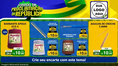 Modelo de TV para TV Horizontal com o tema Feriado da Proclamação da República para Armarinho e Aviamentos
