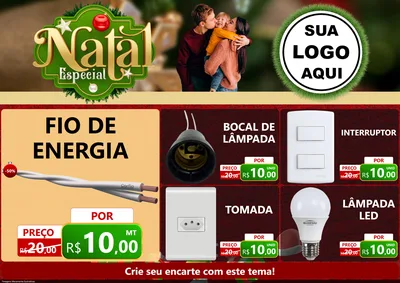 Modelo de Encarte para Encarte A4 Horizontal com o tema Natal Especial para Materiais Elétricos