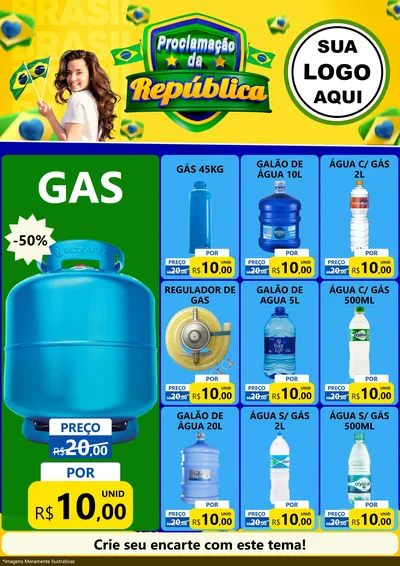 Modelo de Encarte para Encarte A4 Vertical com o tema Proclamação da República para Água e gás