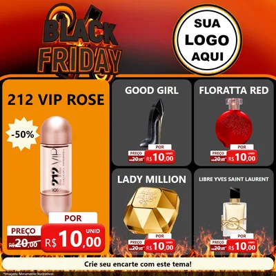 Modelo de Rede Social para Feed Facebook com o tema Black Friday para Perfumes