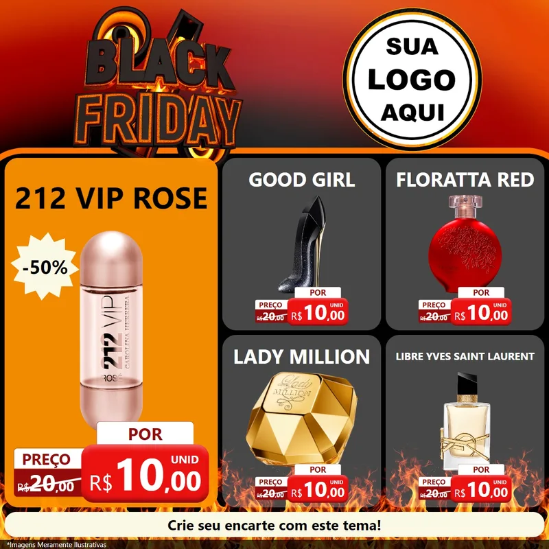 Modelo de Rede Social para Feed Facebook com o tema Black Friday para Perfumes