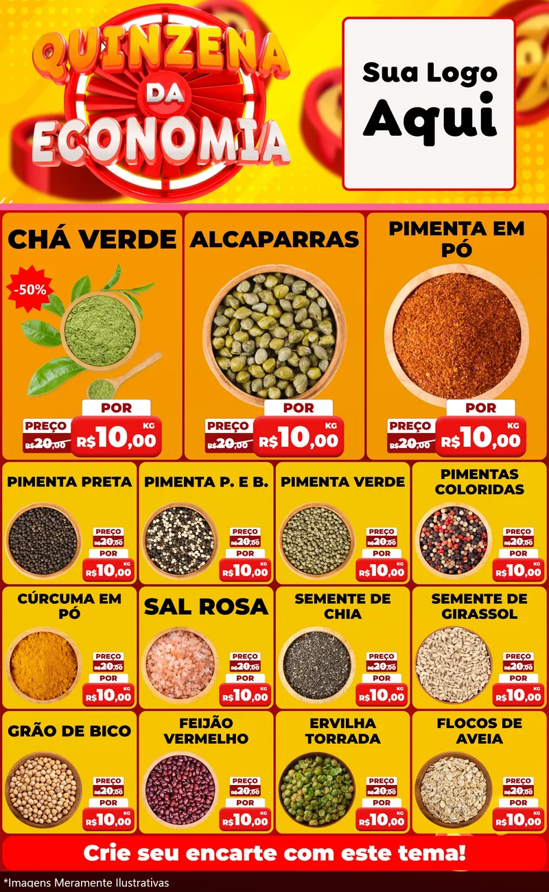 Modelo de Encarte para Encarte Grande com o tema Quinzena Da Economia para Produtos Naturais
