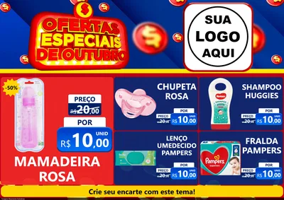 Modelo de Encarte para Encarte A4 Horizontal com o tema Ofertas Especiais de Outubro para Bebês